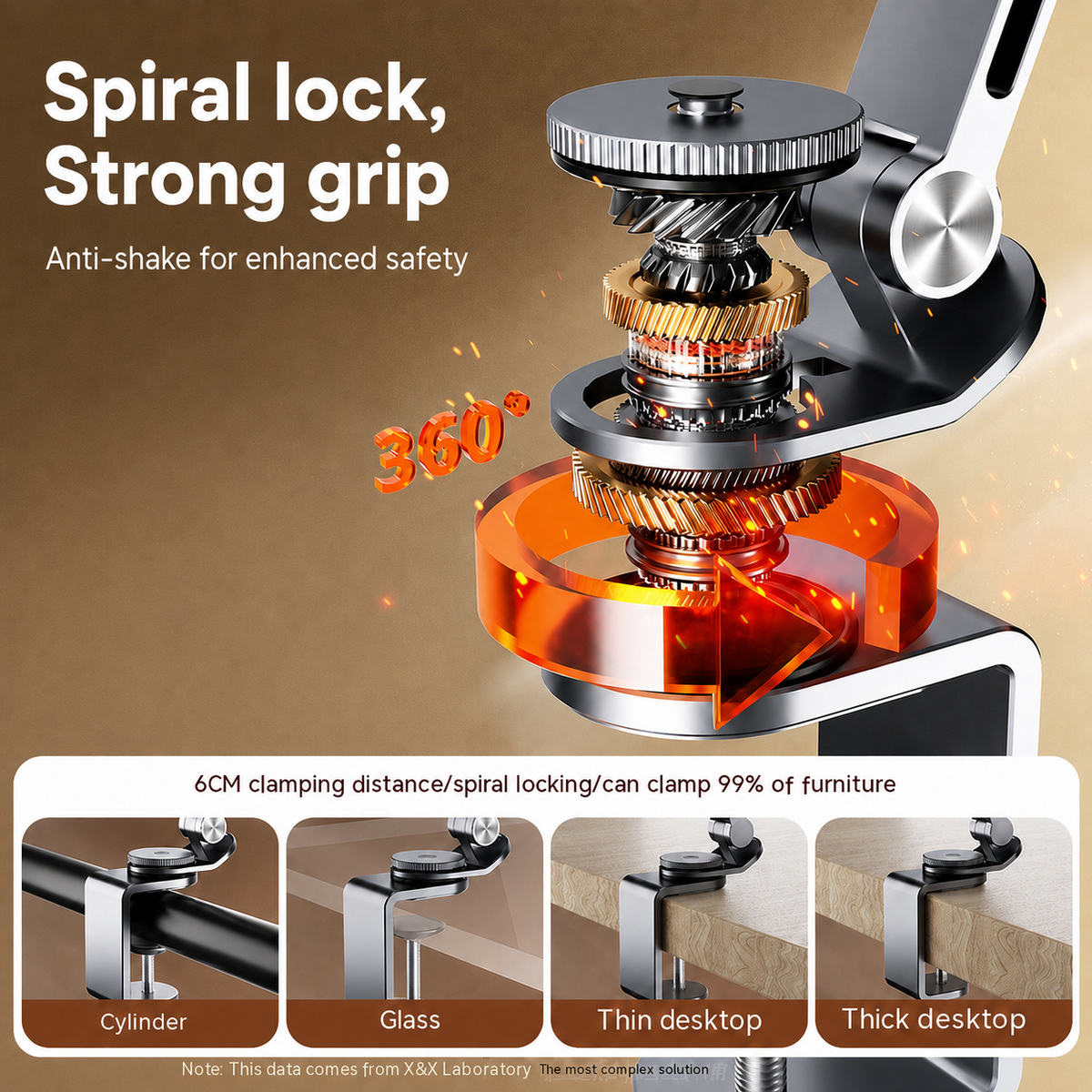 Strong desk-edge clamp